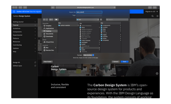 Export pattern – Carbon Design System